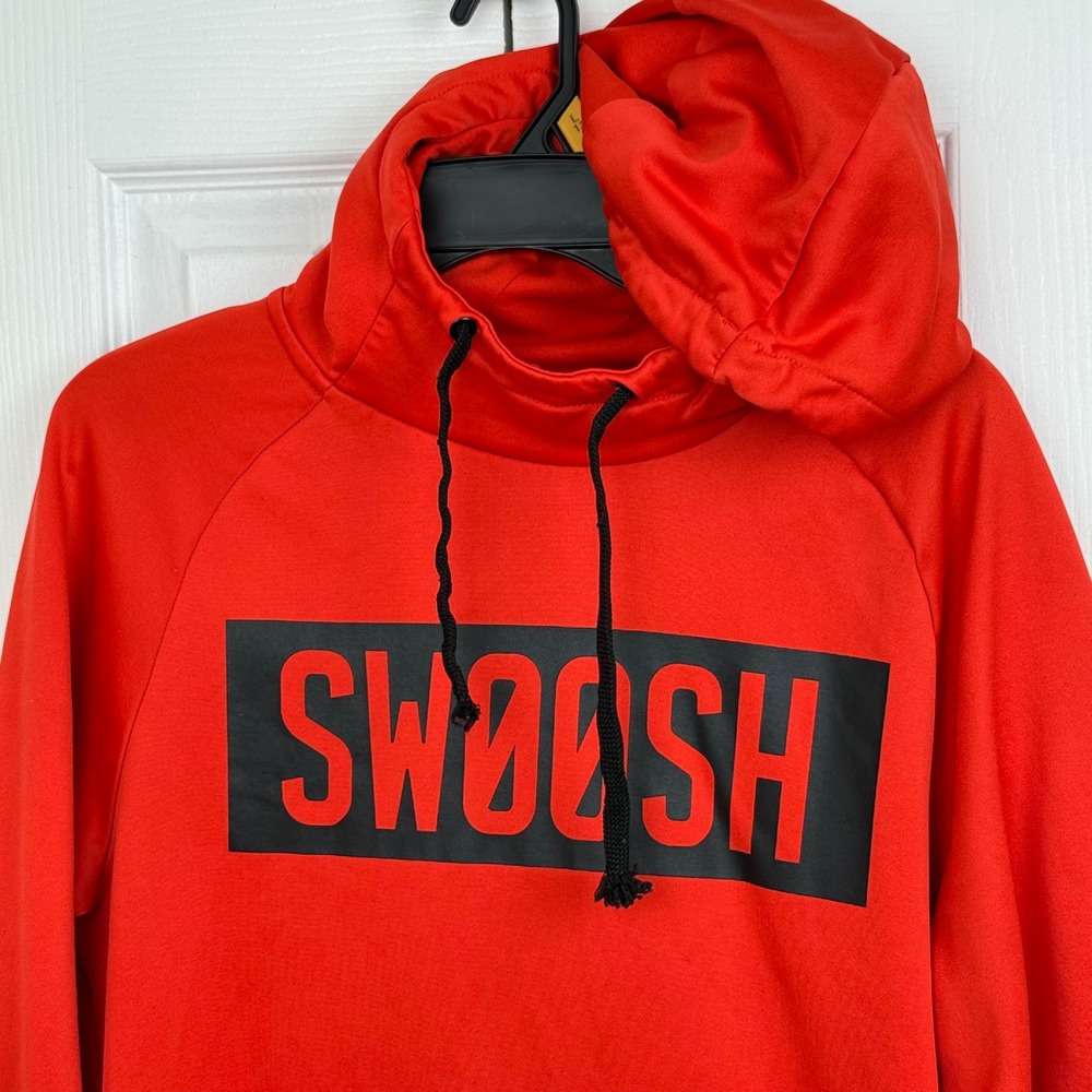 Nike Dri-FIT Swoosh Hoodie‎ Pullover Sweatshirt Mens Size S Red Black